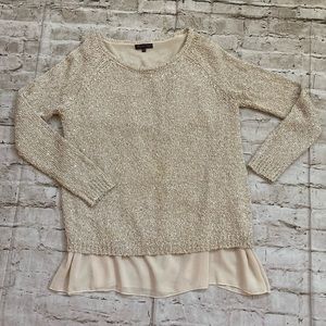 Miracle city tan woven/sequins sweater size S/M.